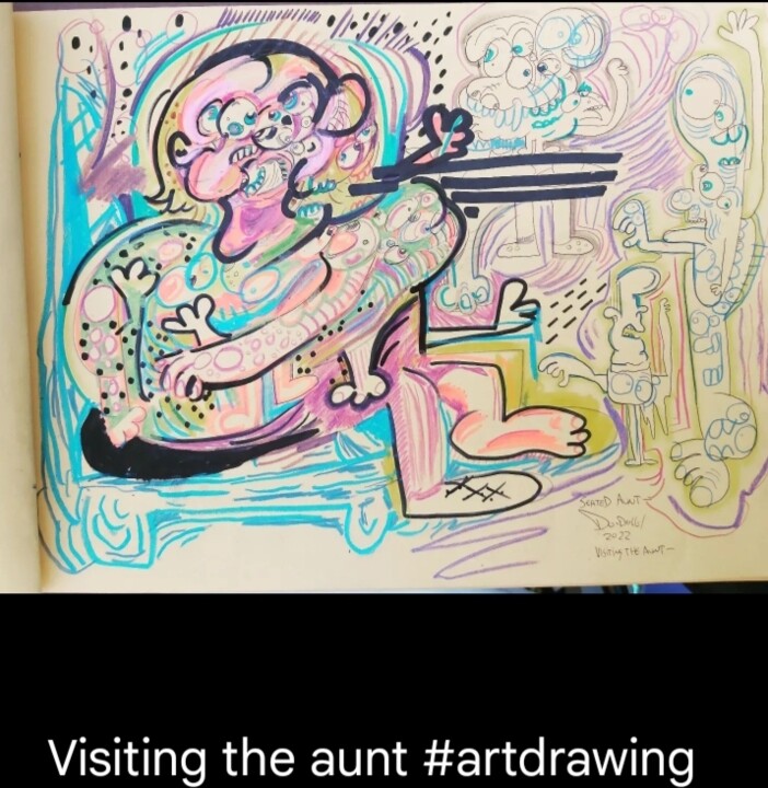 "Visiting the Aunt (…" başlıklı Tablo Adrian Dordelly tarafından, Orijinal sanat, Hava fırçası