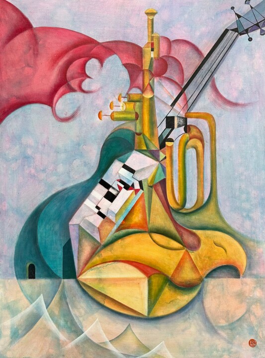 Ζωγραφική με τίτλο "Ode to Triumph" από Da Hong, Αυθεντικά έργα τέχνης, Λάδι