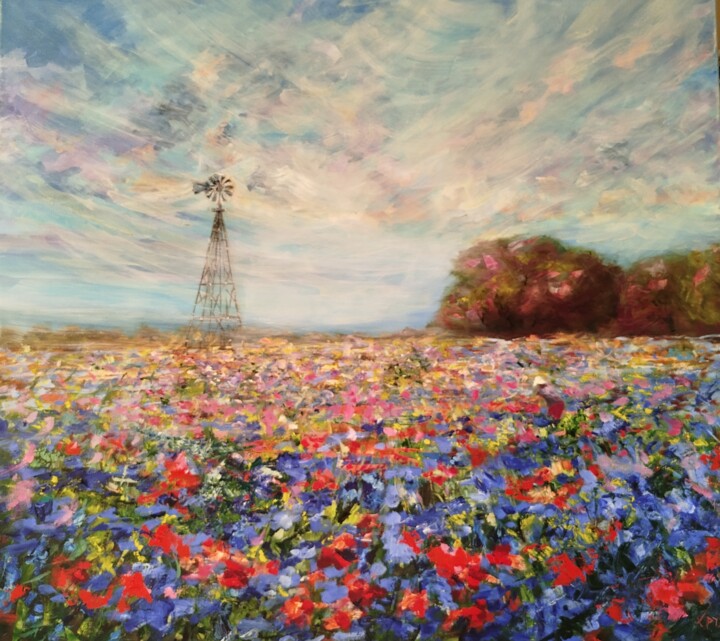 "Sunshine" başlıklı Tablo Chrysoula Matalliotaki tarafından, Orijinal sanat, Petrol Ahşap Sedye çerçevesi üzerine monte edil…