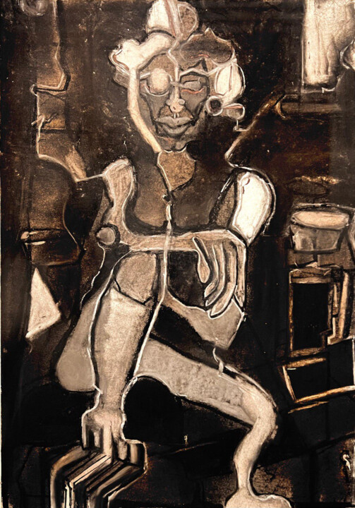 Malarstwo zatytułowany „Untitled 6” autorstwa Hosna Eliasi, Oryginalna praca, Węgiel drzewny