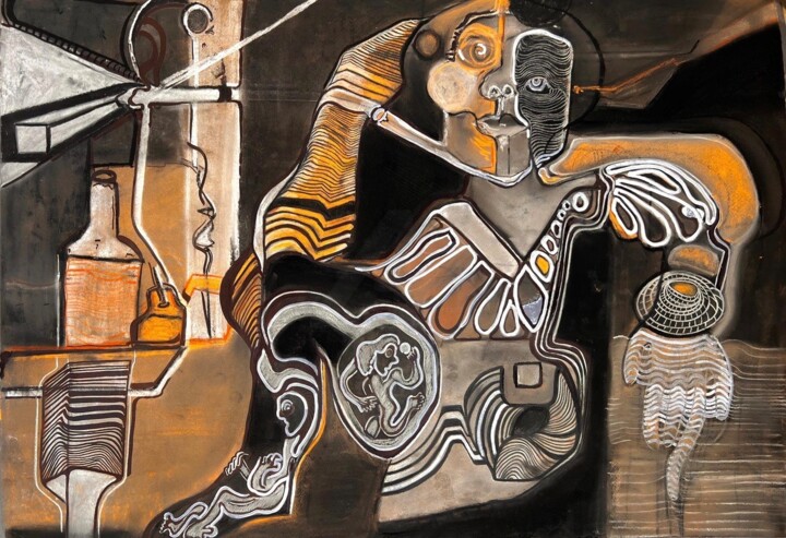 Malarstwo zatytułowany „Untitled 9” autorstwa Hosna Eliasi, Oryginalna praca, Węgiel drzewny