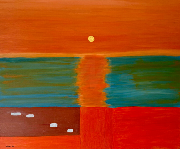 Painting titled "Un matin" by Violette Guardia Decoin, Original Artwork, Acrylic Mounted on Wood Stretcher frame