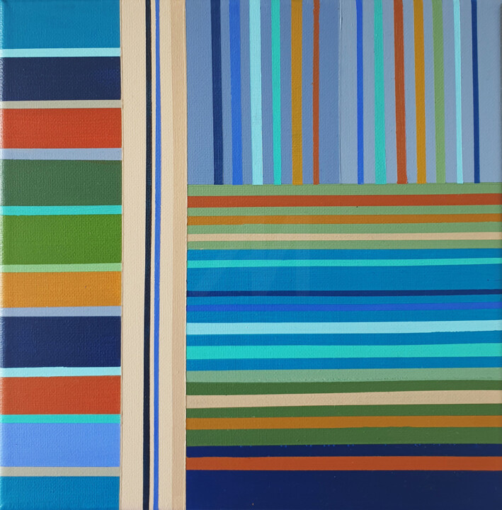 绘画 标题为“Blue fields” 由Diana Large, 原创艺术品, 丙烯 安装在木质担架架上