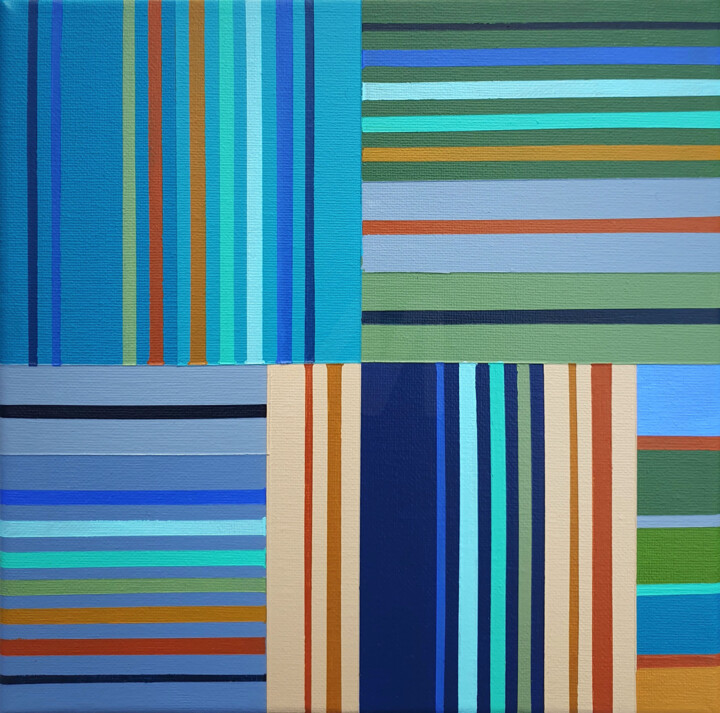 绘画 标题为“Blue Summer” 由Diana Large, 原创艺术品, 丙烯 安装在木质担架架上