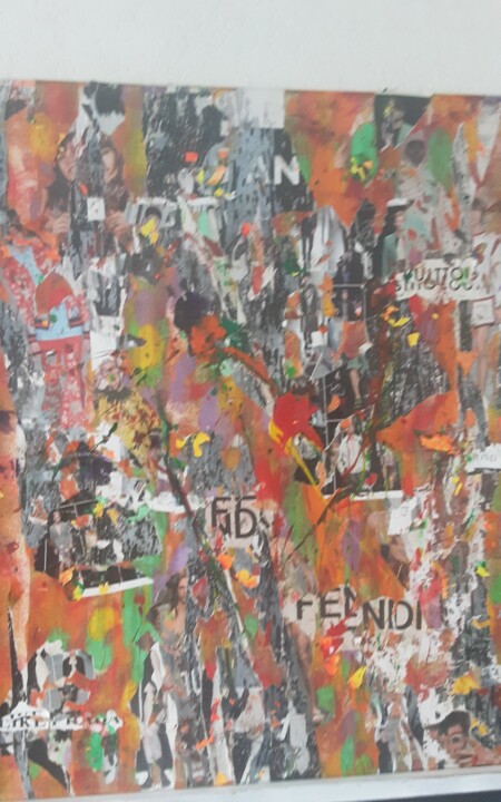 拼贴 标题为“FASHION” 由John Grondijs, 原创艺术品, 拼贴 安装在木质担架架上