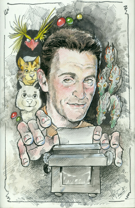 "caricature" başlıklı Resim Junior Shelver tarafından, Orijinal sanat, Mürekkep