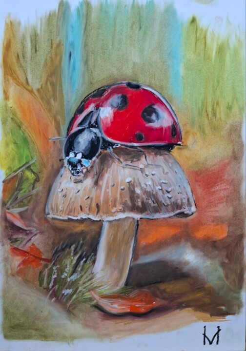 "Mushroom and ladybu…" başlıklı Resim Nadya Vi tarafından, Orijinal sanat, Pastel