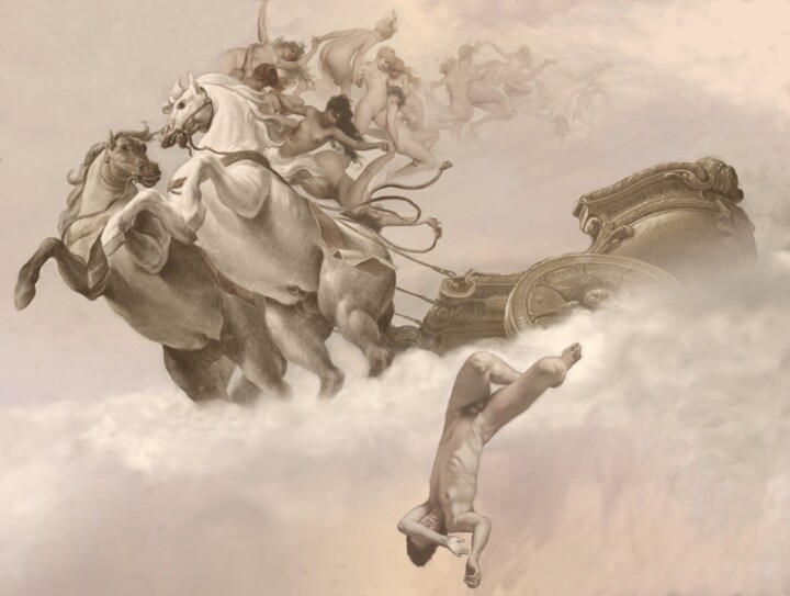 Peinture intitulée "LA CADUTA DI FETONTE" par Costapintor, Œuvre d'art originale, Huile