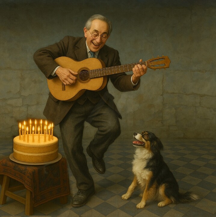 Peinture intitulée "COMPLEANNO IN SOLIT…" par Costapintor, Œuvre d'art originale, Huile Monté sur Châssis en bois