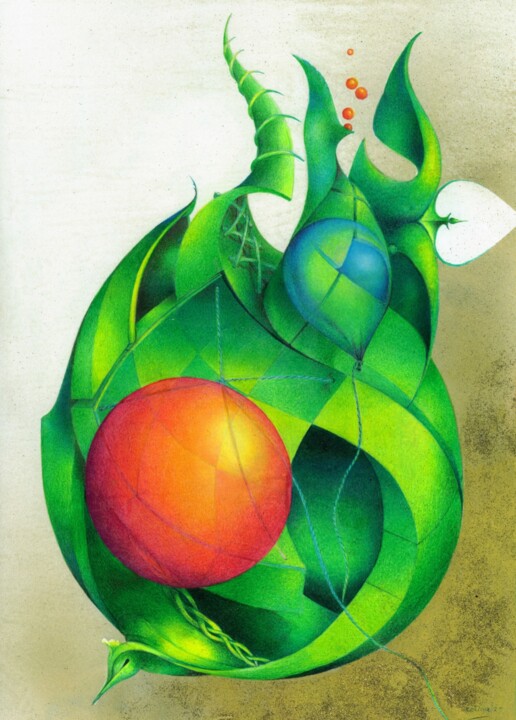 Dibujo titulada "The Red Circle" por Symona Colina, Obra de arte original, Lápiz