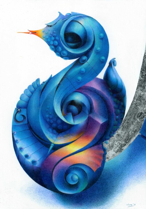 Dibujo titulada "Silver" por Symona Colina, Obra de arte original, Lápiz