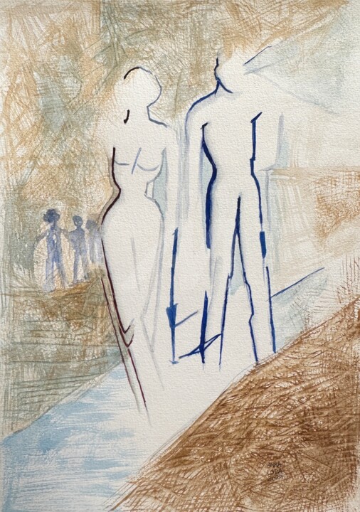 Malarstwo zatytułowany „W lewo, w prawo” autorstwa Anna Lupa-Suchy, Oryginalna praca, Akwarela