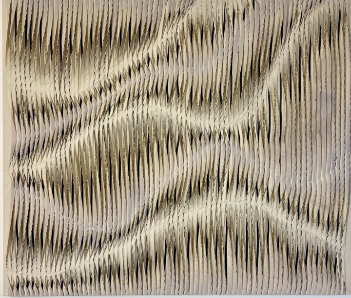 纺织艺术 标题为“Tableau sculpture a…” 由Yasmina Kijek, 原创艺术品, 布 安装在木质担架架上