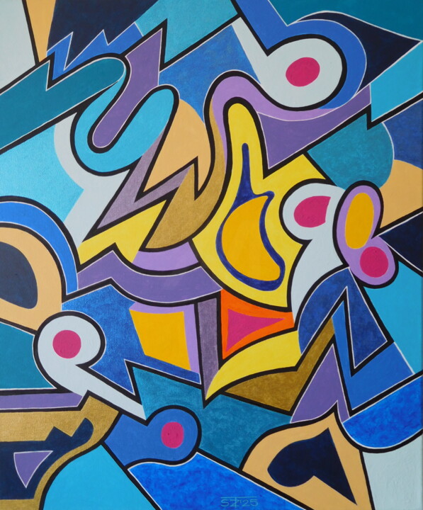 Schilderij getiteld "Rules of Life" door Svetlozar Tenov, Origineel Kunstwerk, Acryl Gemonteerd op Frame voor houten brancard