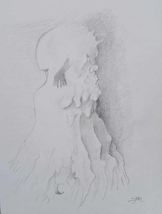 Dessin intitulée "Davos se métamorpho…" par Daniel Mangin, Œuvre d'art originale, Crayon