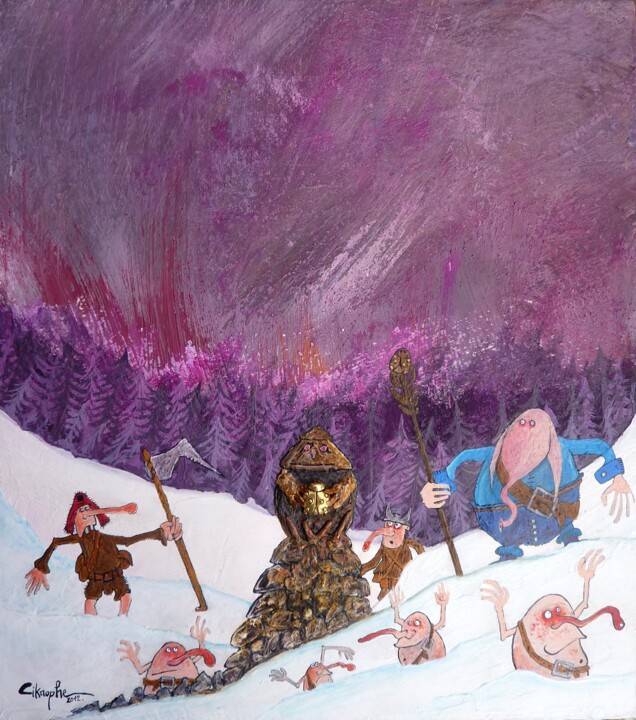 "Le temple de Ladybug" başlıklı Tablo Cikrophe tarafından, Orijinal sanat, Akrilik Ahşap panel üzerine monte edilmiş