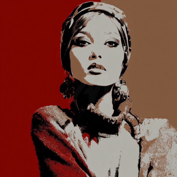 Painting titled "AUTUMN FASHIONIST" by Claudia Sauter (Poptonicart), Original Artwork, Acrylic Mounted on Wood Stretcher fra…