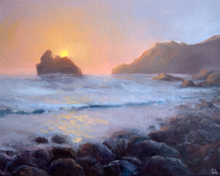 "Golden hour on the…" başlıklı Tablo Svetlana Lebedeva tarafından, Orijinal sanat, Petrol Ahşap Sedye çerçevesi üzerine mont…