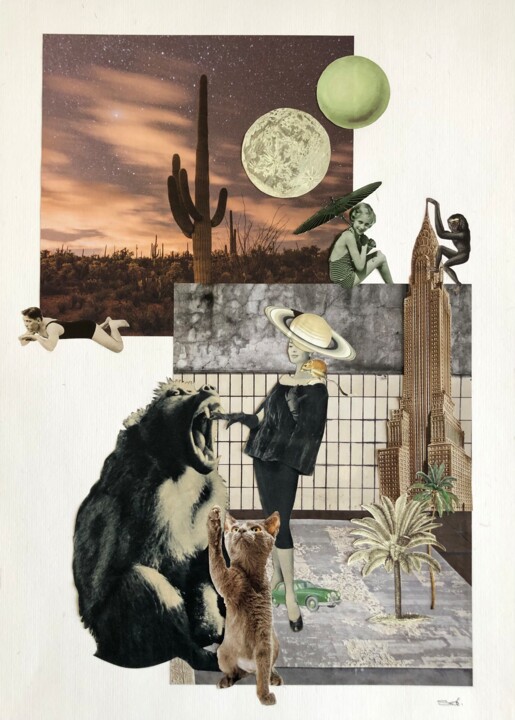 "Dedans/dehors #1" başlıklı Kolaj Sandrine Devaud tarafından, Orijinal sanat, Kolaj