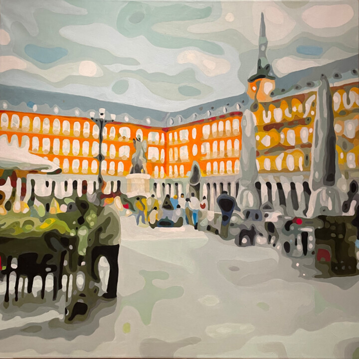 Peinture intitulée "Plaza Mayor" par Román Manrique De Lara, Œuvre d'art originale, Huile