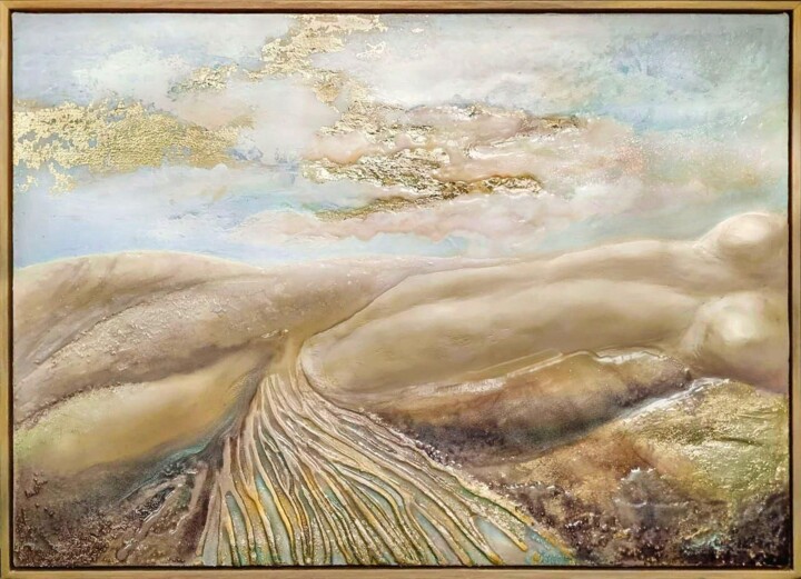 绘画 标题为“Relax. Fusion with…” 由Natalia Slushaieva, 原创艺术品, 石膏 安装在木质担架架上