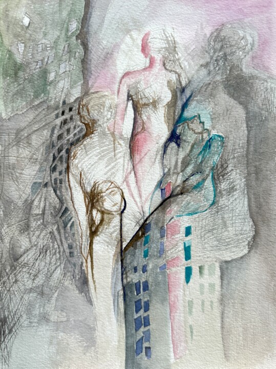 Malarstwo zatytułowany „Szum miasta” autorstwa Anna Lupa-Suchy, Oryginalna praca, Akwarela