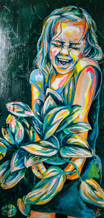 "PLANT PRINCESS" başlıklı Tablo Carolyn Mielke (carographic) tarafından, Orijinal sanat, Akrilik Ahşap Sedye çerçevesi üzeri…