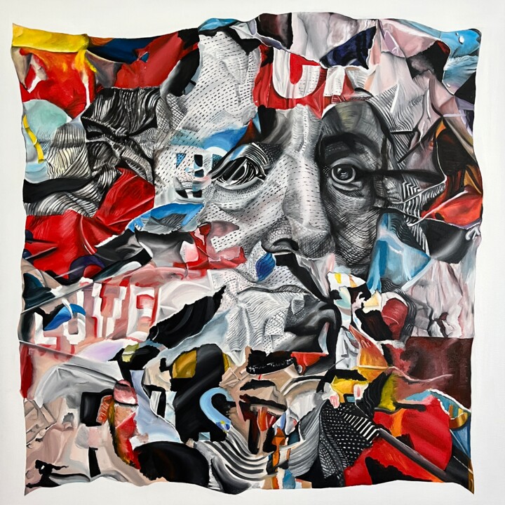 Peinture intitulée "Benjamin Franklin" par Yağmur Turan, Œuvre d'art originale, Huile Monté sur Châssis en bois