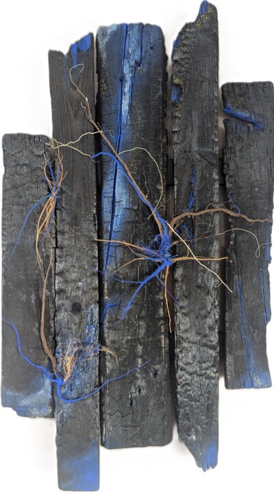 Collages intitulée "Nébuleuse" par Sophie Manseau, Œuvre d'art originale, Acrylique Monté sur Châssis en bois