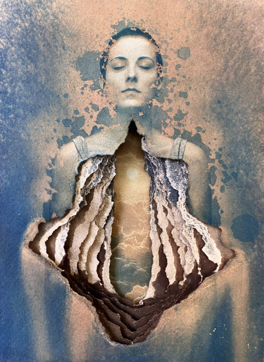 Fotografie getiteld "Experimental Portra…" door Ramona Zordini, Origineel Kunstwerk, Cyanotypie Gemonteerd op Andere stijve…