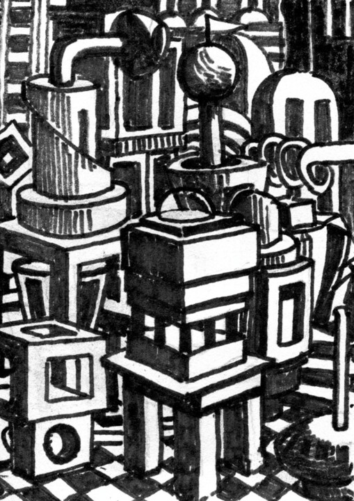 图画 标题为“construction” 由Frits Sergeant, 原创艺术品, 墨