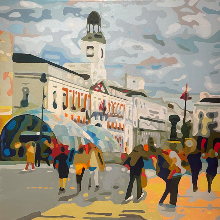 Peinture intitulée "Puerta del Sol" par Román Manrique De Lara, Œuvre d'art originale, Huile