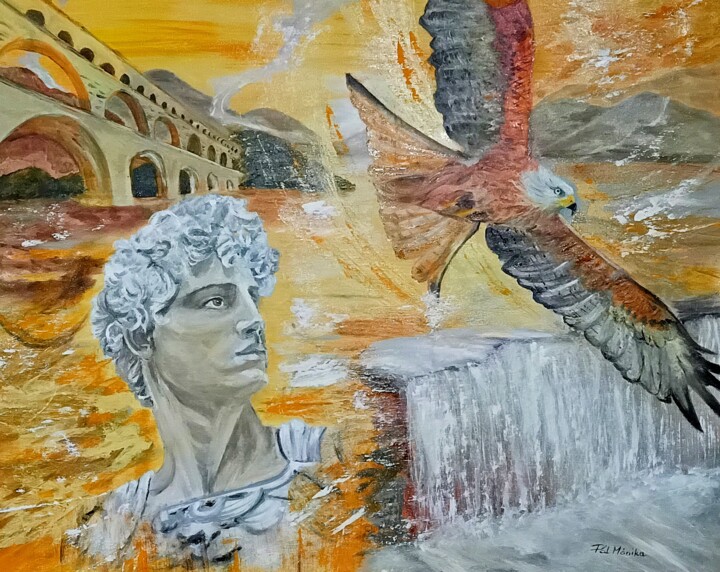 Painting titled "Echoes Beneath the…" by Mónika Katalin Pál, Original Artwork, Oil Mounted on Wood Stretcher frame