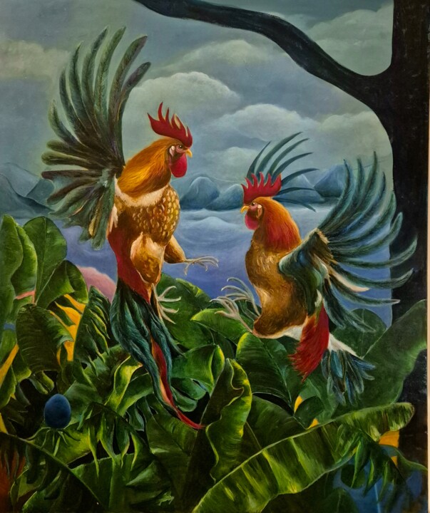 Картина под названием "Los Guerreros" - Andrea Gedl, Подлинное произведение искусства, Масло