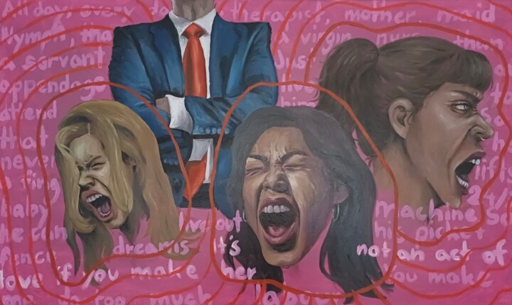 Malerei mit dem Titel "female rage" von Sonjatabea, Original-Kunstwerk, Öl