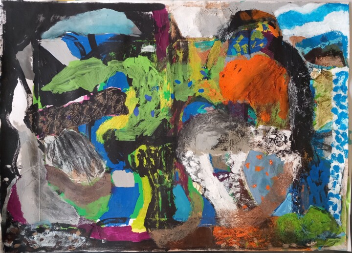 "Amongst Moss" başlıklı Kolaj David Parrott tarafından, Orijinal sanat, Guaş boya