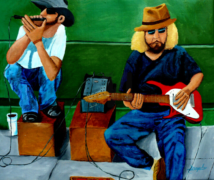 Painting titled "Sidewalk Symphony" by Anthony Dunphy, Original Artwork, Acrylic