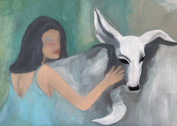 Malarstwo zatytułowany „Étrange ami” autorstwa Lidiya Kovalevich, Oryginalna praca, Akryl