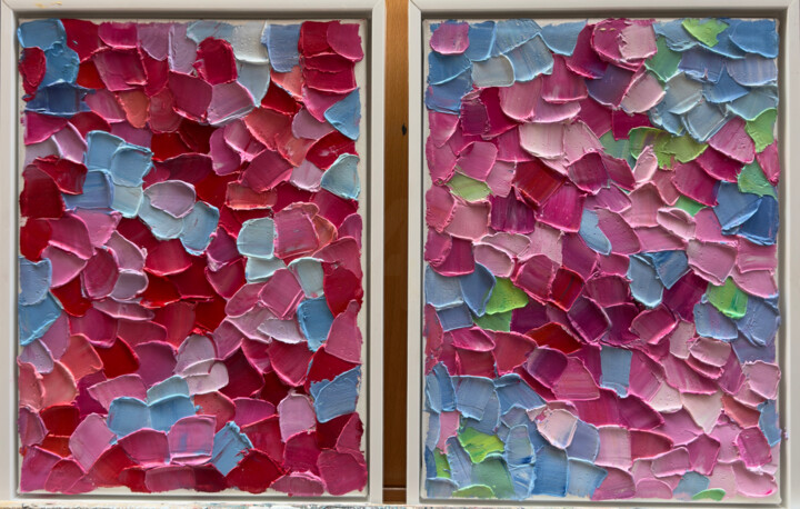Peinture intitulée "Candy Breeze (Set o…" par Anastasiia Krykun, Œuvre d'art originale, Huile Monté sur Châssis en bois