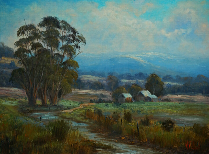 Peinture intitulée "Moody day at Countr…" par Christopher Vidal, Œuvre d'art originale, Huile Monté sur Panneau de bois