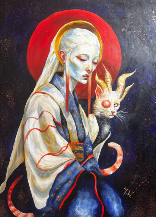 Malerei mit dem Titel ""Ginger"" von Joanna W, Original-Kunstwerk, Öl Auf Keilrahmen aus Holz montiert