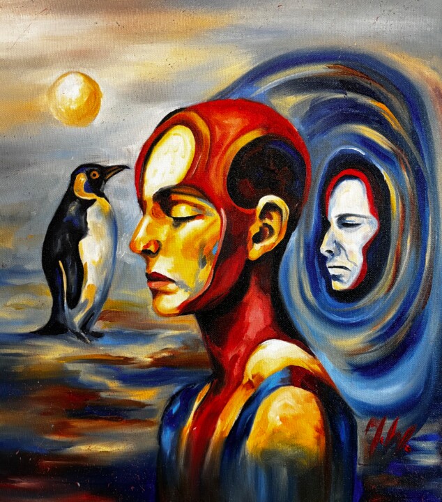 Malerei mit dem Titel ""Mada"" von Joanna W, Original-Kunstwerk, Öl