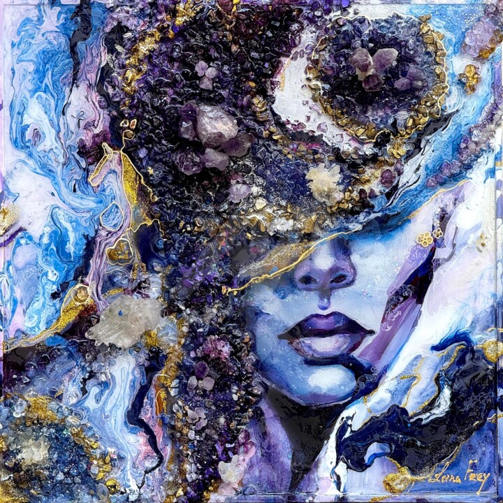 绘画 标题为“The Amethyst Priest…” 由Lana Frey, 原创艺术品, 丙烯 安装在木质担架架上