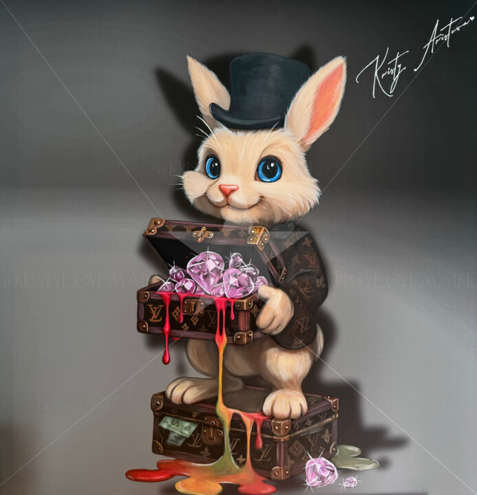 Schilderij getiteld "Secrets of the Diam…" door Kristy Aristova, Origineel Kunstwerk, Acryl Gemonteerd op Houten paneel