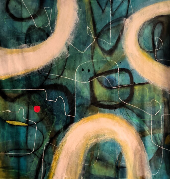 Pintura intitulada "Looking for the blue" por Thia Path, Obras de arte originais, Acrílico