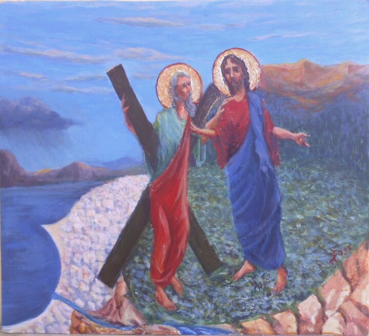 Painting titled ""time is determined…" by Tzoumart, Original Artwork, Tempera