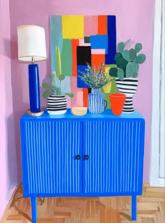 "Bright Blue Sideboa…" başlıklı Dijital Sanat Sasha Robinson tarafından, Orijinal sanat, Dijital baskı