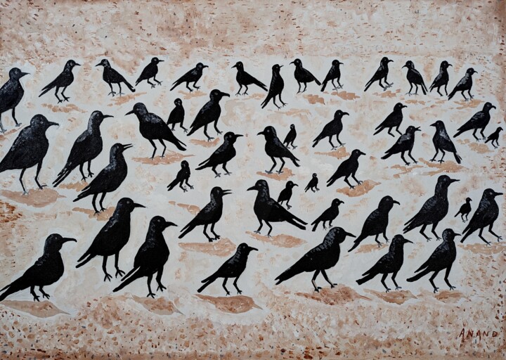 Pintura intitulada "CROWS CROWS AND CRO…" por Yes, Obras de arte originais, Acrílico