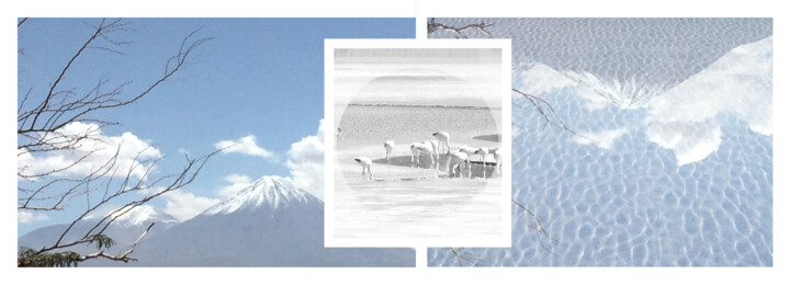 Arts numériques intitulée "LICANCABUR & PINK F…" par Evelyne Chevallier, Œuvre d'art originale, Collage numérique