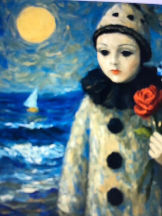 "Pierrot tenant une…" başlıklı Fotoğraf Vèridiana tarafından, Orijinal sanat, Dijital Fotoğrafçılık